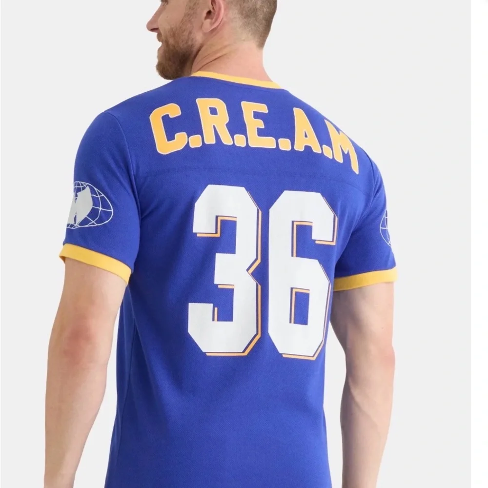 Wu-Tang Clan Staten Island 92 C.R.E.A.M Jersey Tee Blue Yellow Men’s M (NWT) - Picture 1 of 5